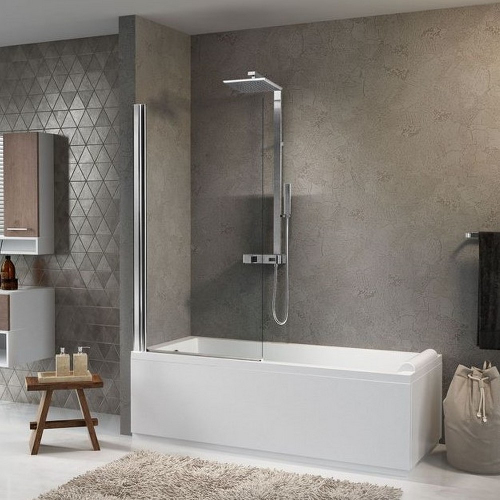 Novellini Aurora 1 700mm Bath Screen Chrome