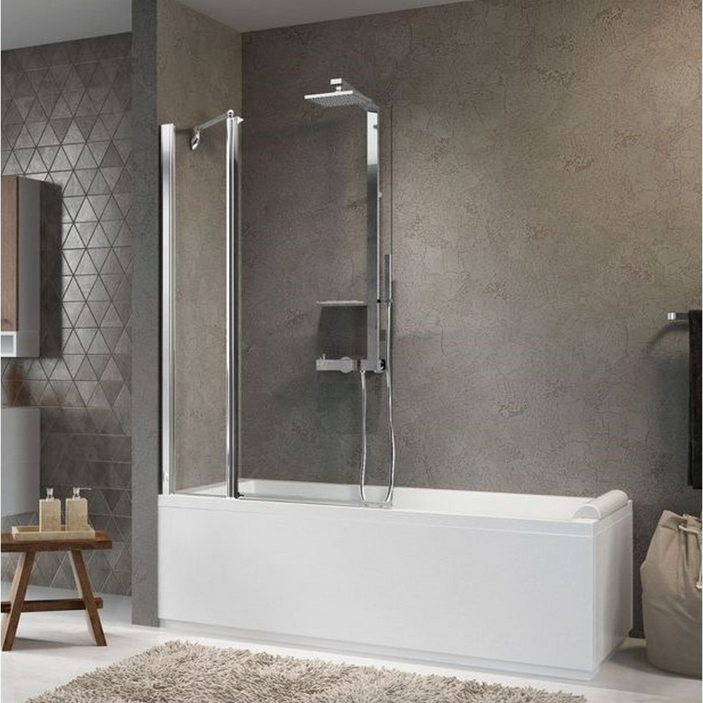Novellini Aurora 3  980mm Two Section Hinged Bath Screen