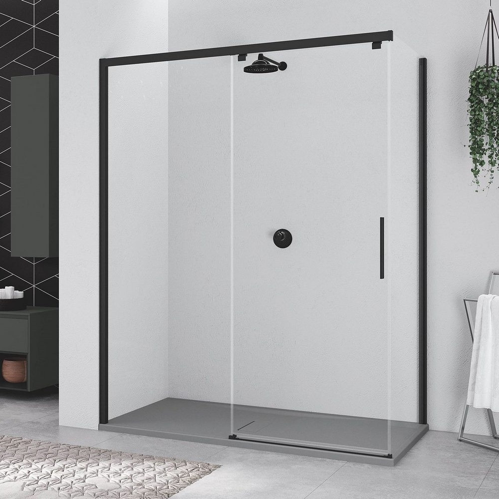 Novellini Kuadra 2.0 PH+FH 1200mm LH Sliding Door in Matt Black
