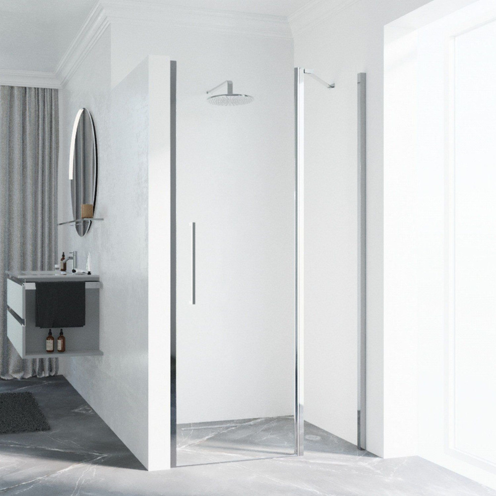 Novellini Young 2P 970-1010mm Chrome Hinged Shower Door and Inline Panel