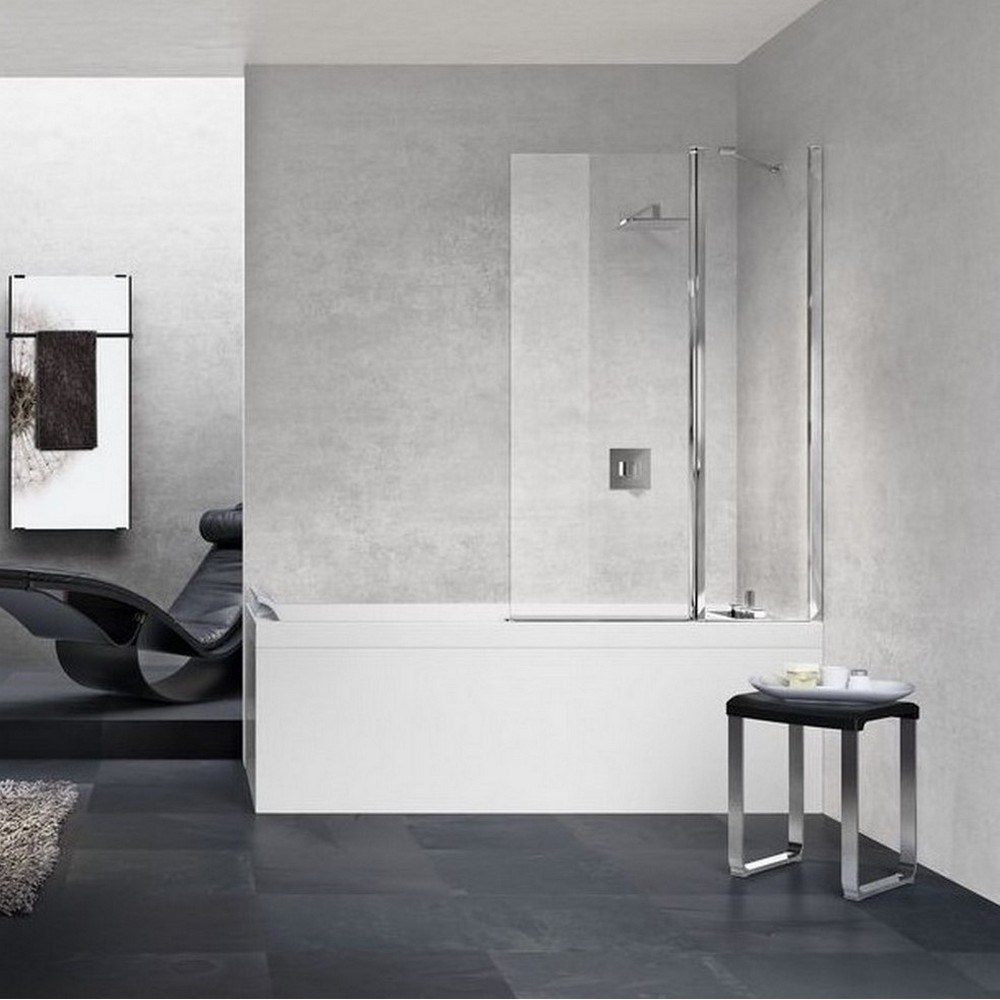 Novellini Young 3V 980mm Two Section Hinged Bath Screen