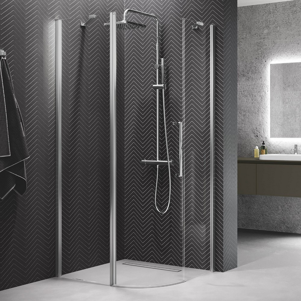 Novellini Young R1 Offset Quadrant Solo Hinged + Inline 800 x 900mm