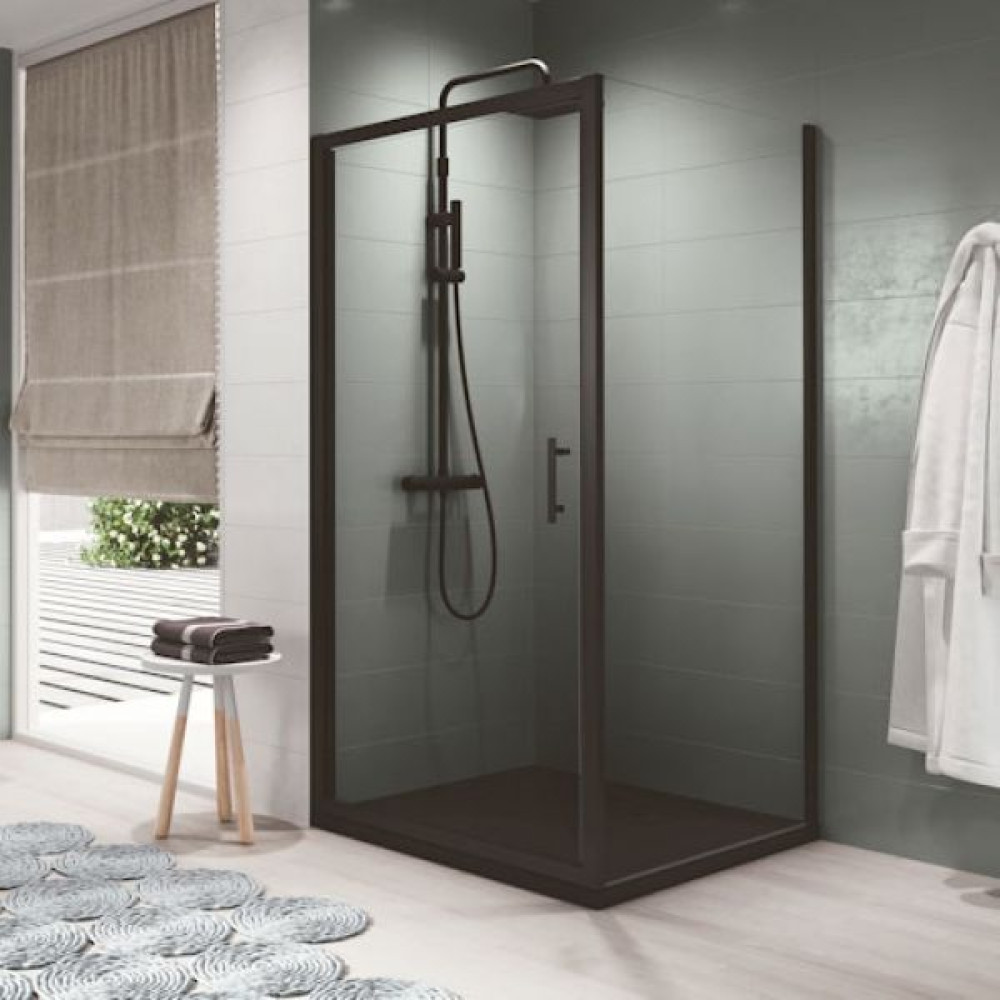 Novellini Zephyros G Matt Black Pivot Shower Door 760mm