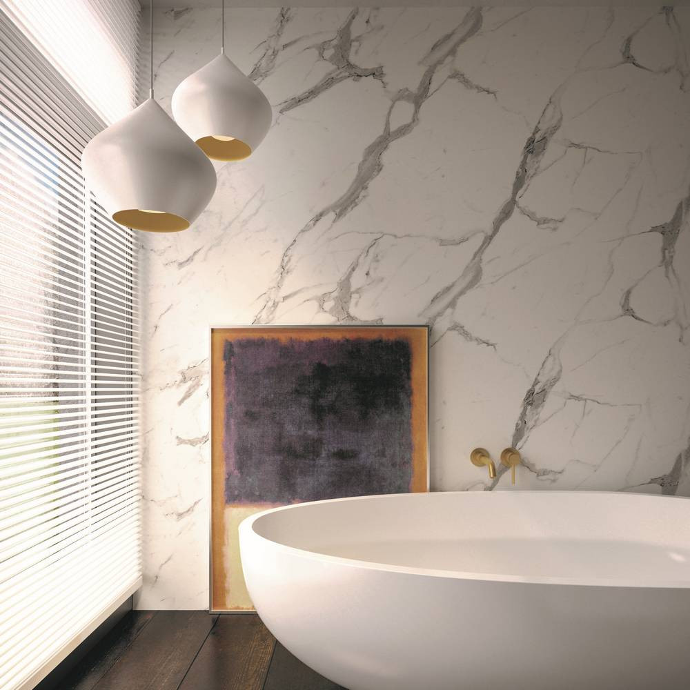 Nuance Small Corner Calacatta Statuario Wall Panel Pack A Room Setting Feature Wall