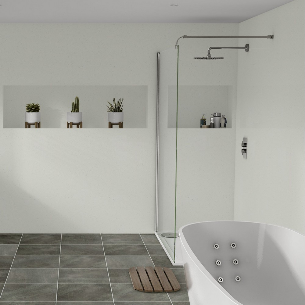 Nuance Small Corner White Quartz Wall Panel Pack A