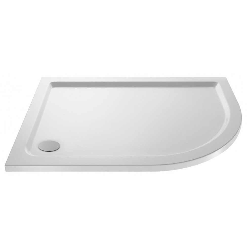 Nuie 1000 x 800mm Offset Quadrant Shower Tray in Gloss White - Right Hand