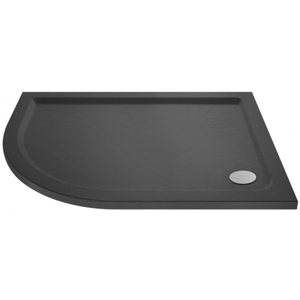 Nuie 1000 x 800mm Offset Quadrant Shower Tray in Slate Grey - Left Hand