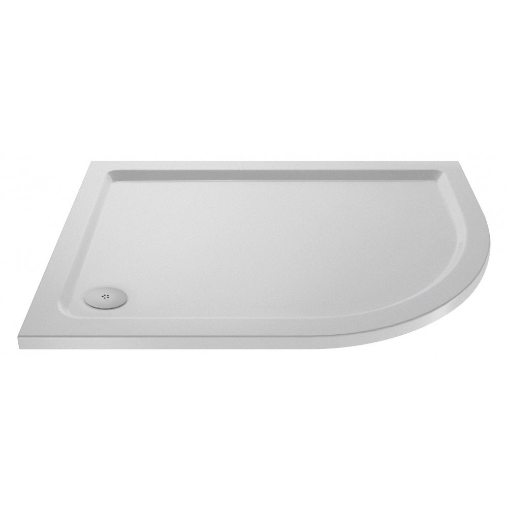 Nuie 1000 x 800mm Offset Quadrant Shower Tray Gloss White Right Hand Slip Resistant