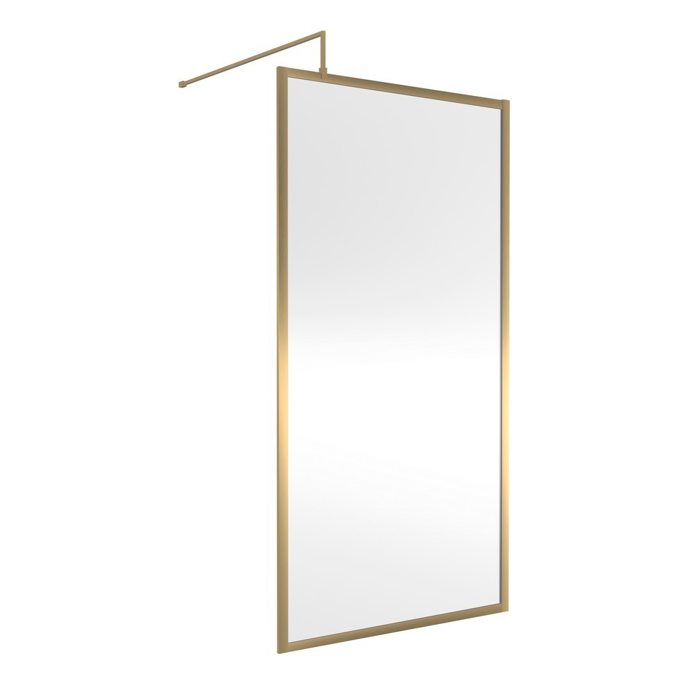 Nuie 1000mm Brushed Brass Full Outer Frame Wetroom Screen (1)