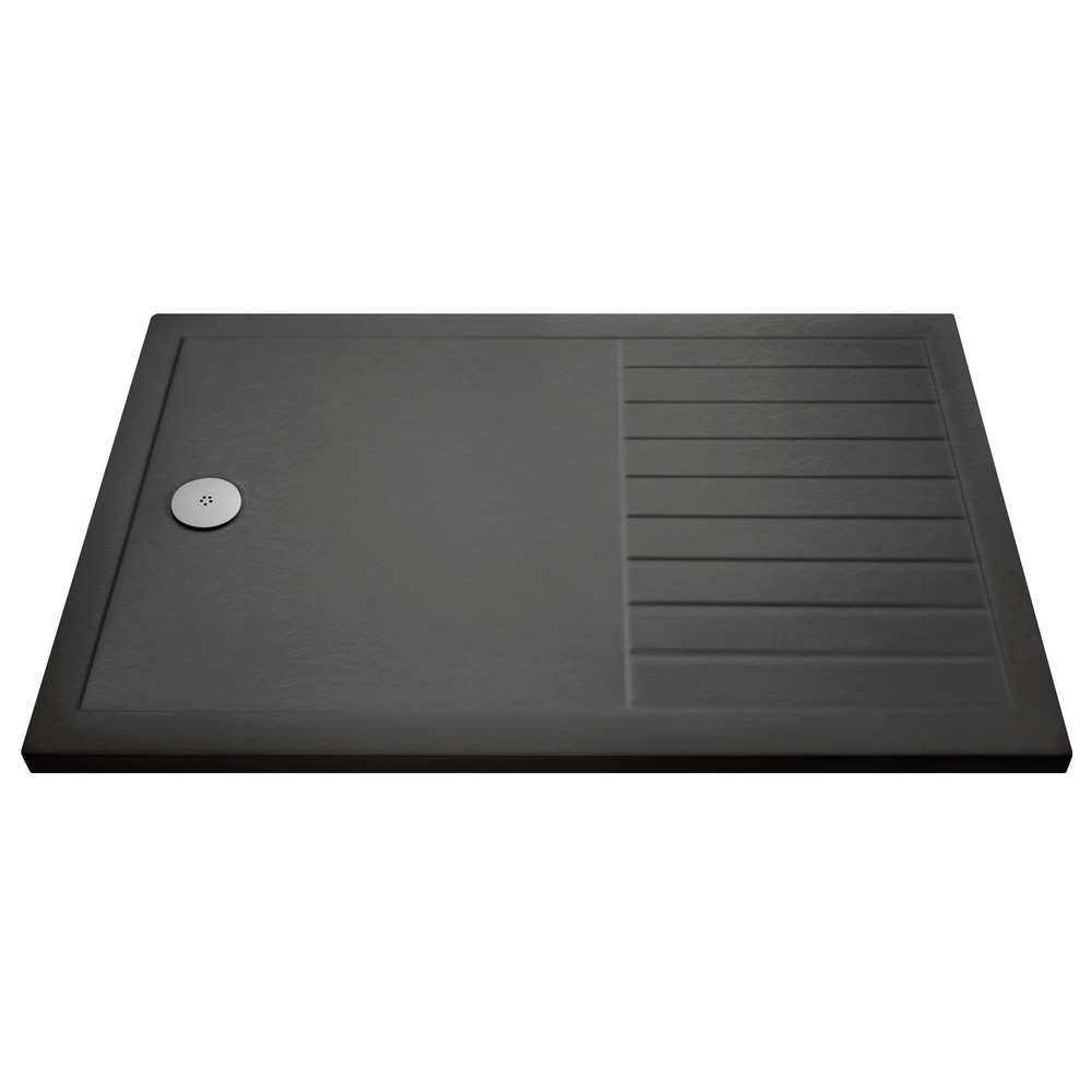 Nuie 1400 x 900mm Walk-In Wetroom Shower Tray in Slate Grey