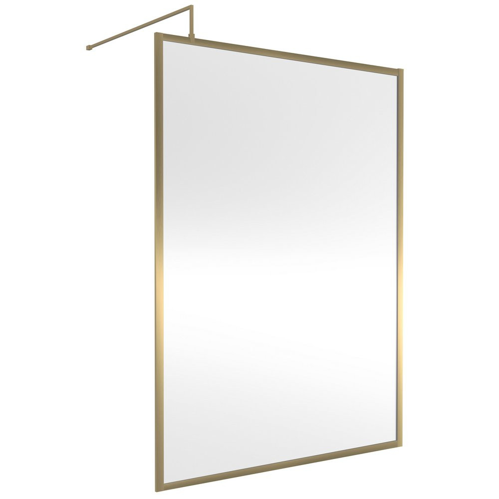 Nuie 1400mm Brushed Brass Full Outer Frame Wetroom Screen