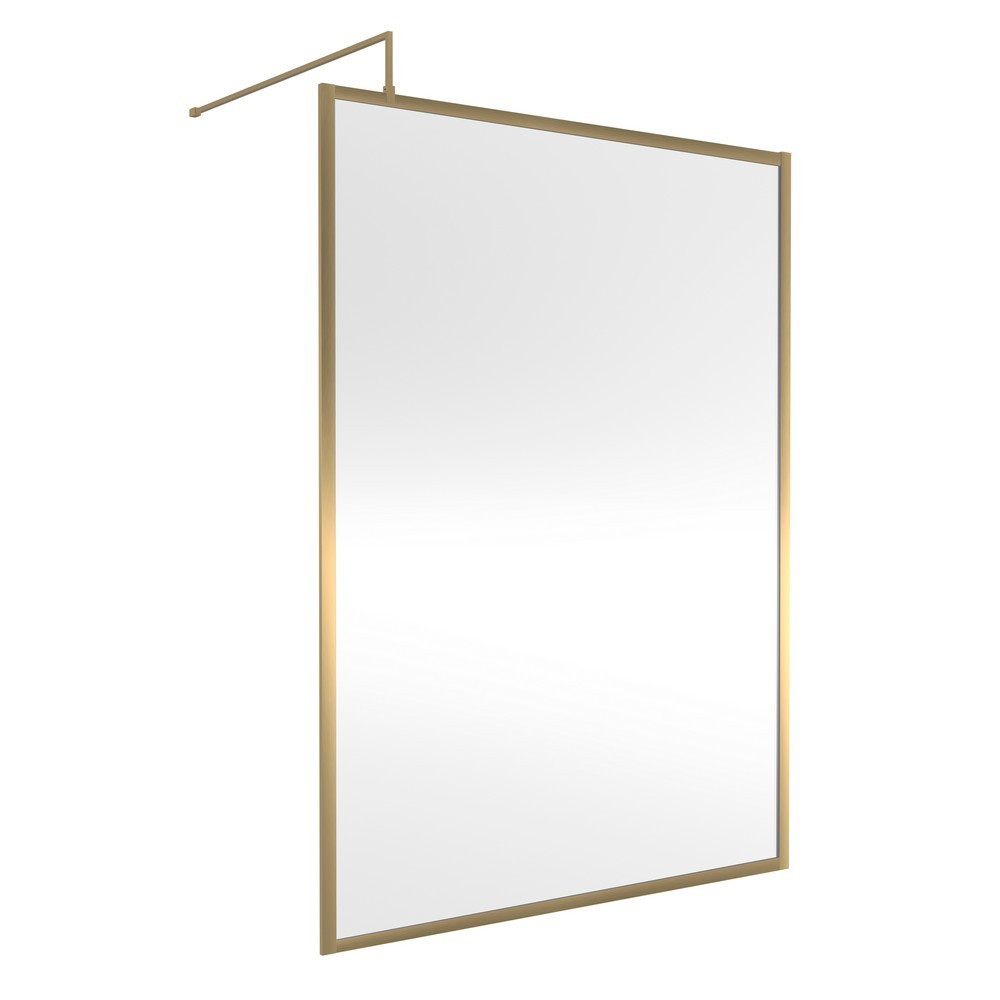 Nuie 1400mm Brushed Brass Full Outer Frame Wetroom Screen (1)