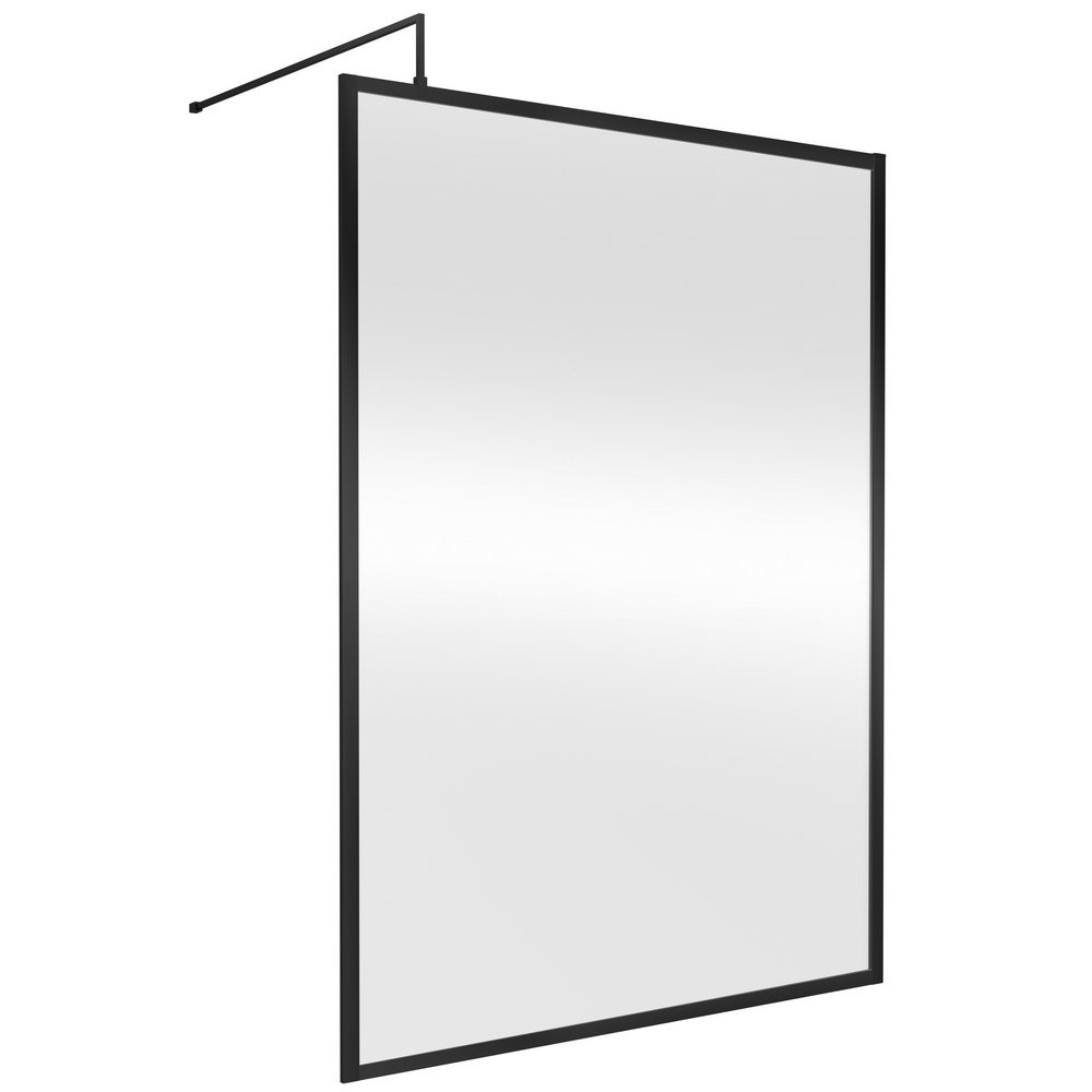 Nuie 1400mm Satin Black Full Outer Frame Wetroom Screen