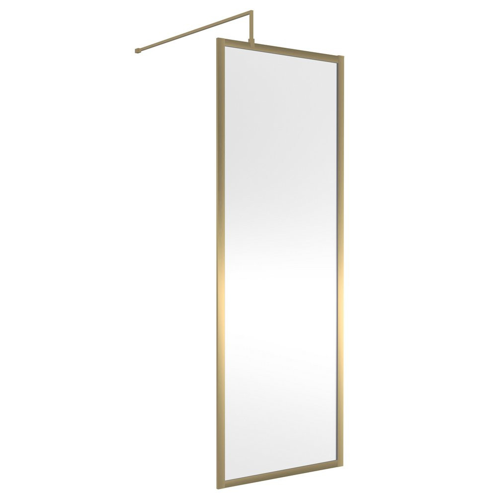 Nuie 700mm Brushed Brass Full Outer Frame Wetroom Screen