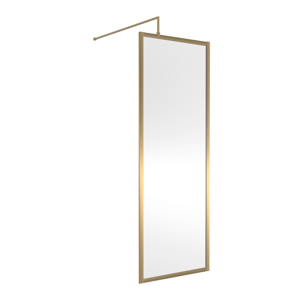 Nuie 700mm Brushed Brass Full Outer Frame Wetroom Screen (1)