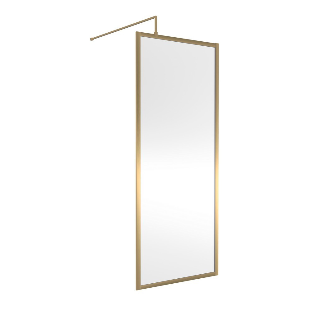 Nuie 760mm Brushed Brass Full Outer Frame Wetroom Screen (1)