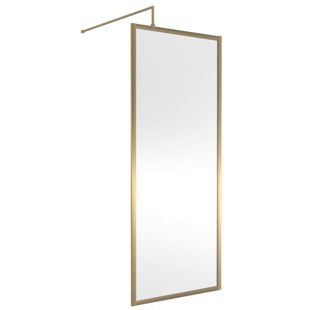 Nuie 760mm Brushed Brass Full Outer Frame Wetroom Screen