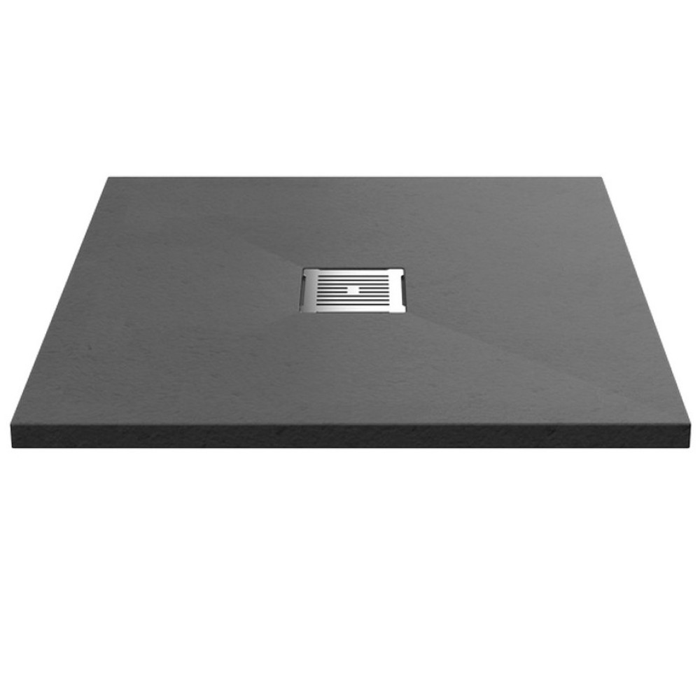 Nuie 900 x 900mm Square Slimline Shower Tray Grey Slate