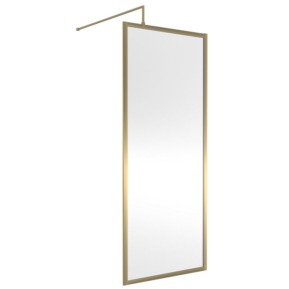 Nuie 800mm Brushed Brass Full Outer Frame Wetroom Screen