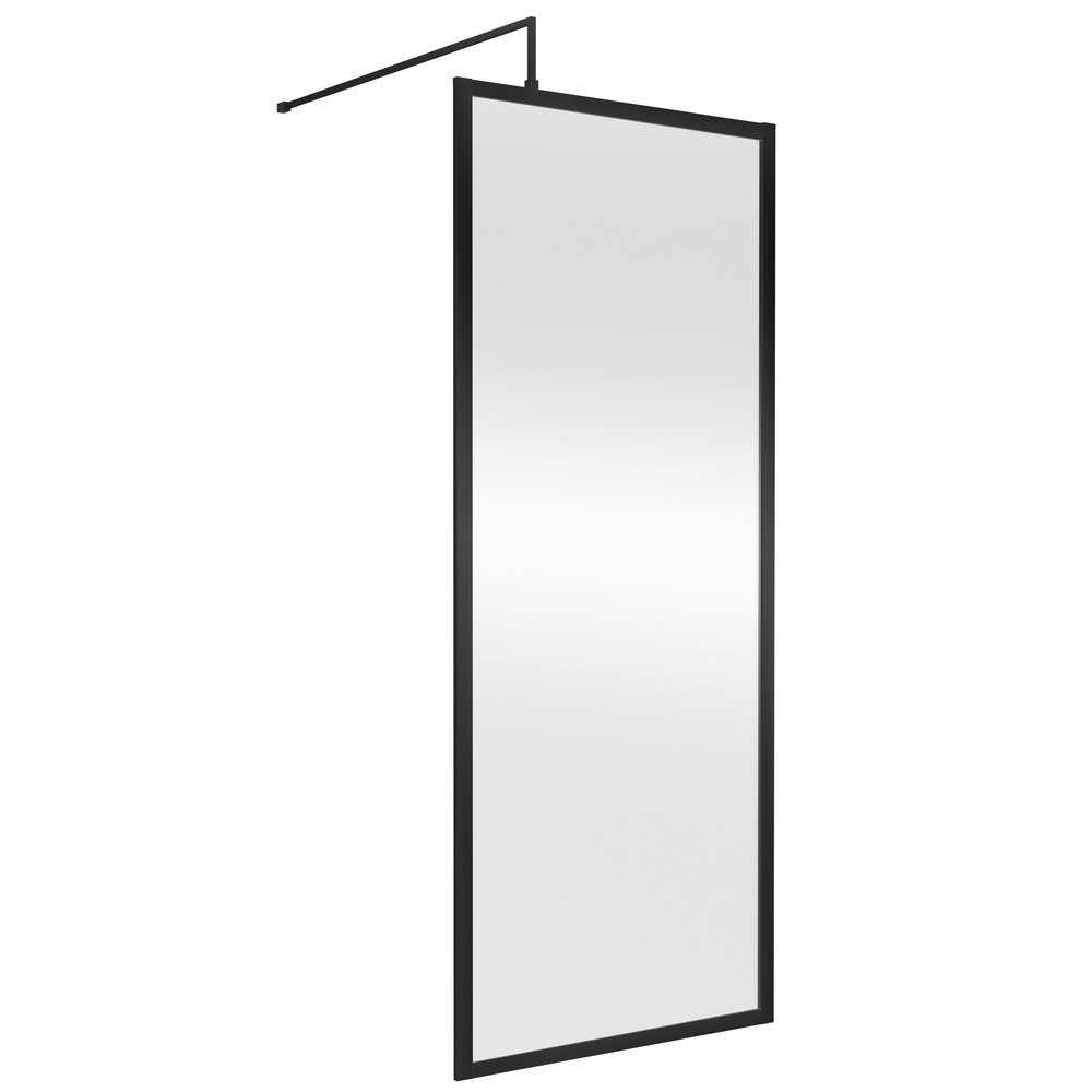 Nuie 800mm Satin Black Full Outer Frame Wetroom Screen