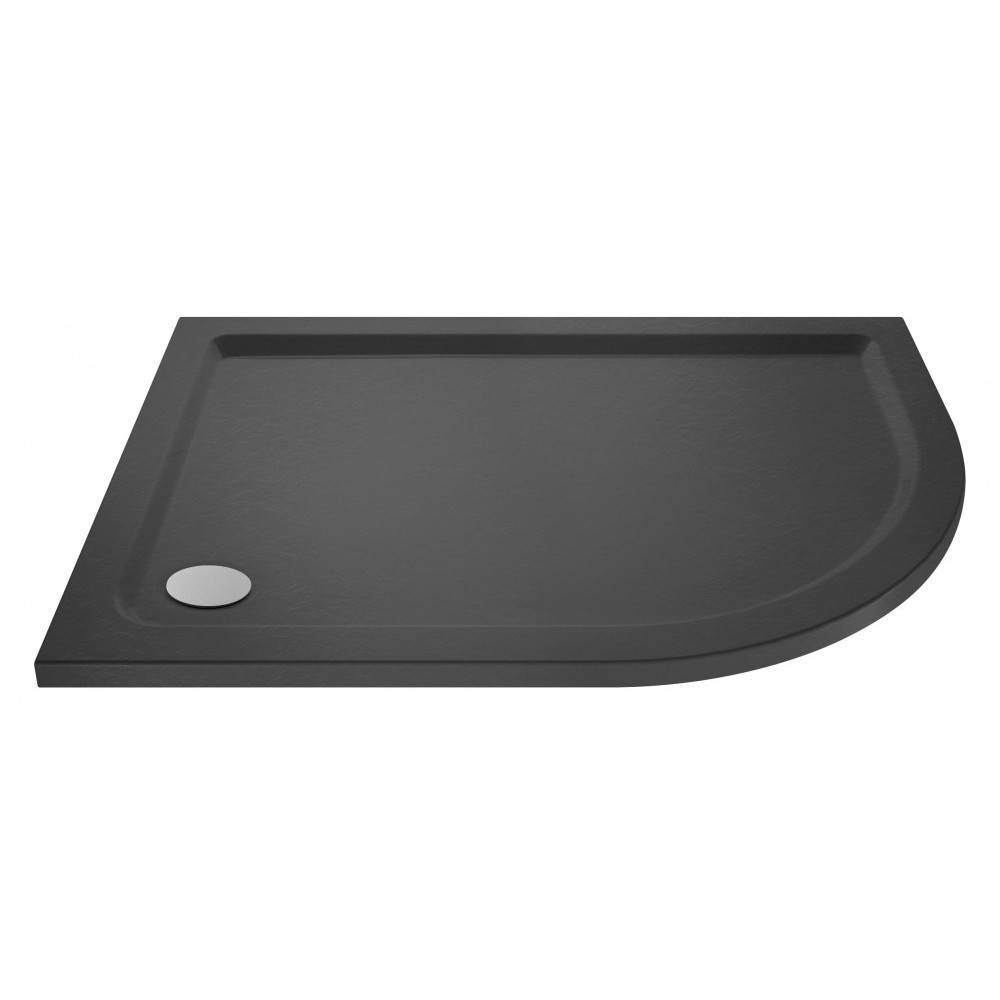 Nuie 900 x 760mm Offset Quadrant Shower Tray in Slate Grey - Right Hand
