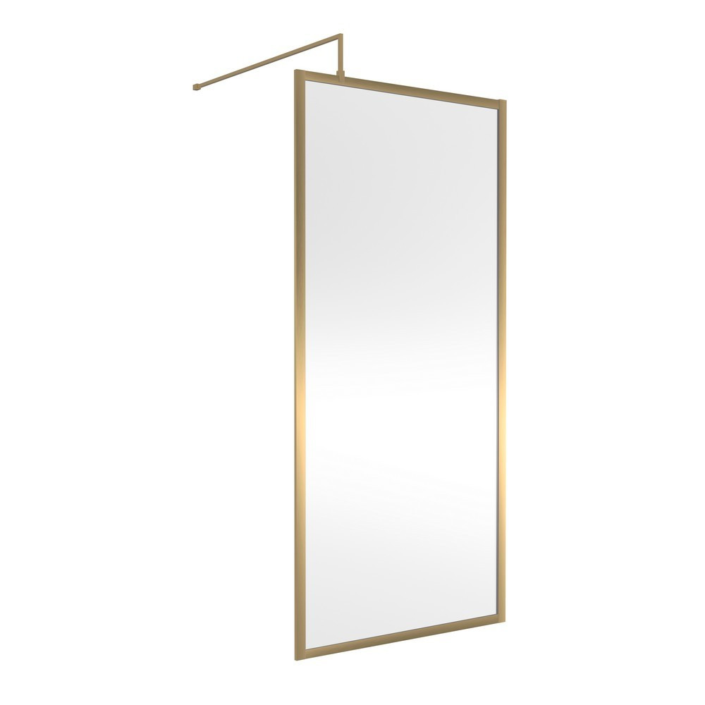 Nuie 900mm Brushed Brass Full Outer Frame Wetroom Screen (1)
