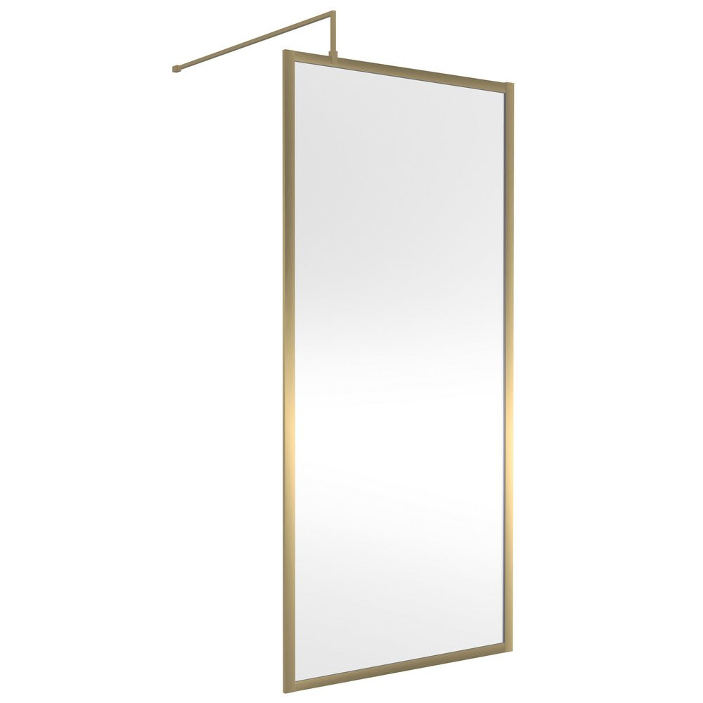 Nuie 900mm Brushed Brass Full Outer Frame Wetroom Screen