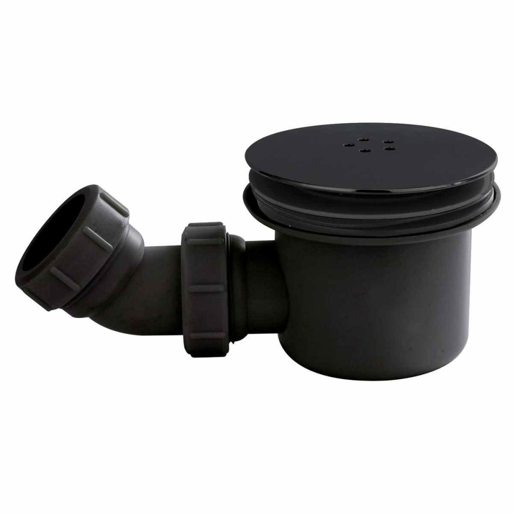 Nuie 90mm Fast Flow Shower Tray Waste Black Trap with Black Cover