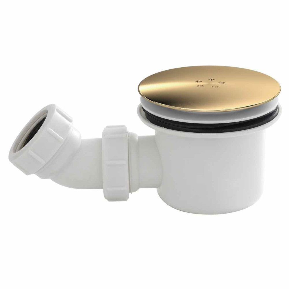 Nuie 90mm Fast Flow Shower Tray Waste White Trap with Brass Cover
