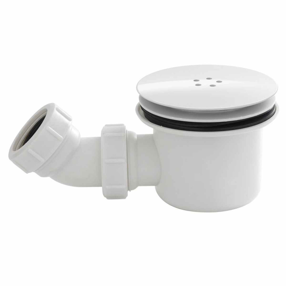 Nuie 90mm Fast Flow Shower Tray Waste White Trap with White Cover