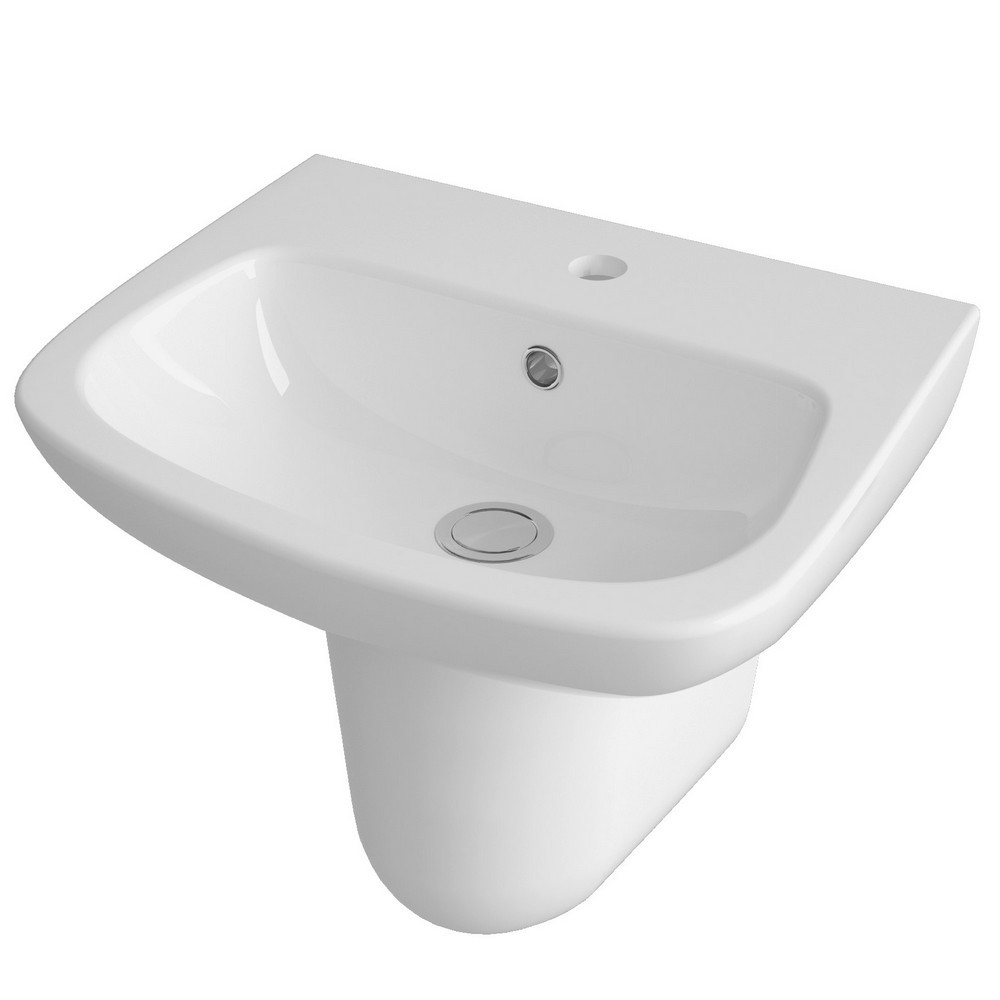 Nuie Ambrose 500mm 1TH Basin and Semi Pedestal