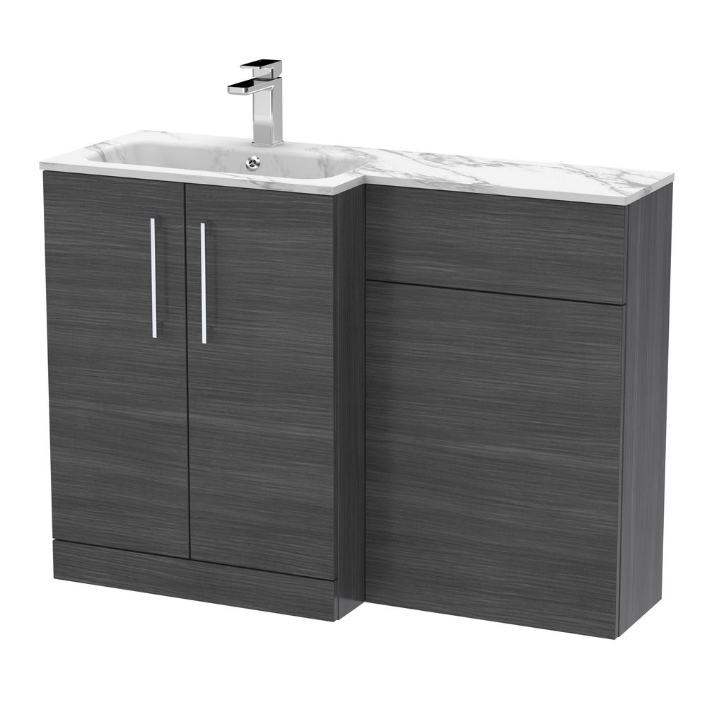 Nuie Arno 1100mm Anthracite Combination Unit with Marble L Shaped Basin