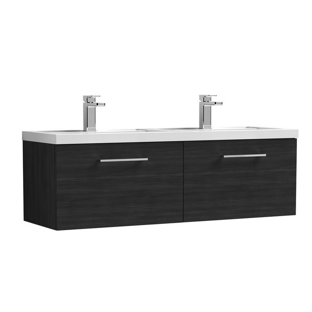 Nuie Arno 1200mm Charcoal Black Wall Hung Two Drawer Vanity Unit and Basin