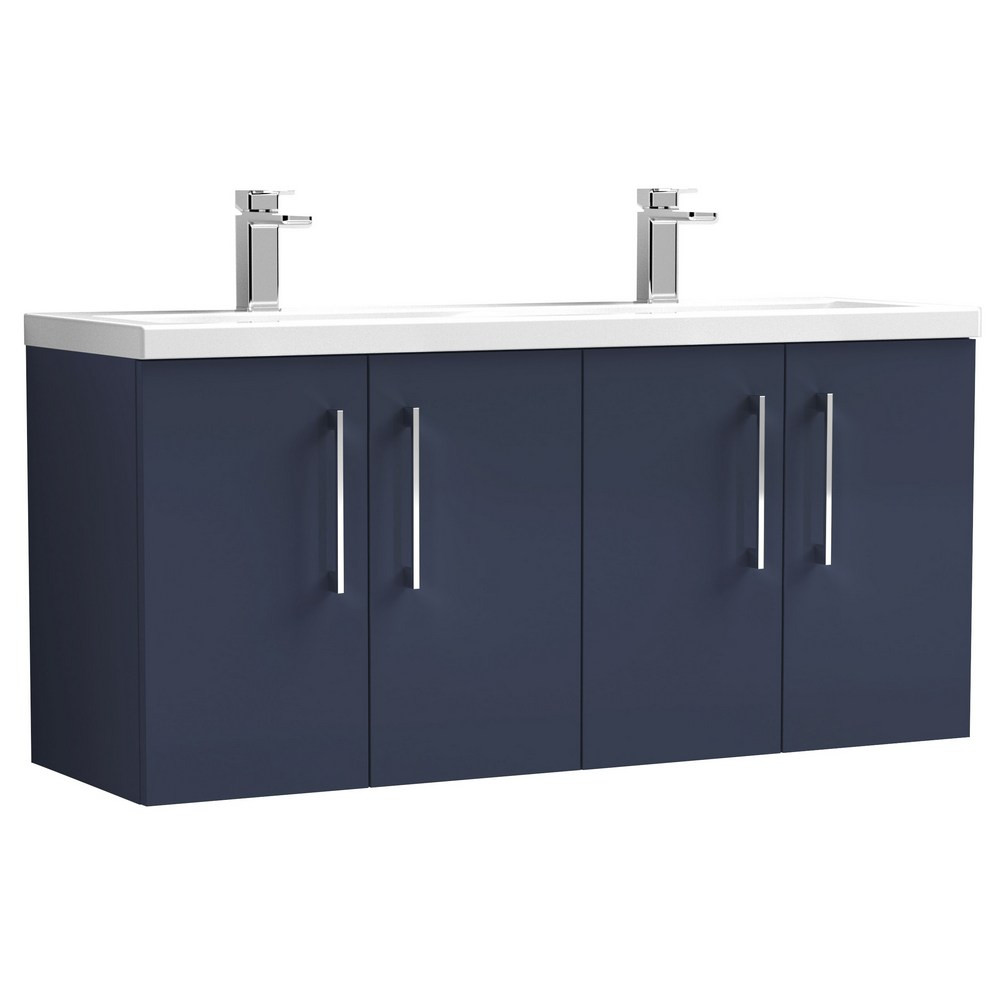 Nuie Arno 1200mm Midnight Blue Wall Hung Four Door Vanity Unit with Basin