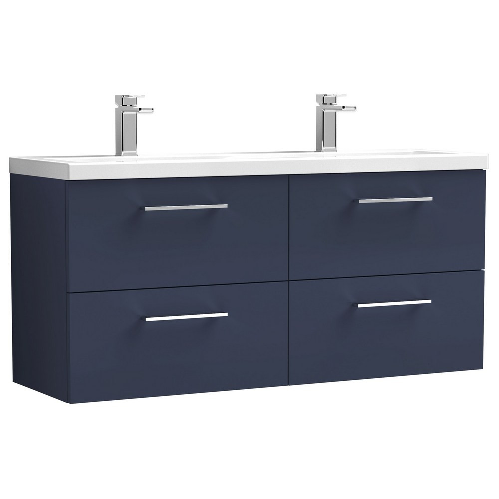 Nuie Arno 1200mm Midnight Blue Wall Hung Four Drawer Vanity Unit with Basin