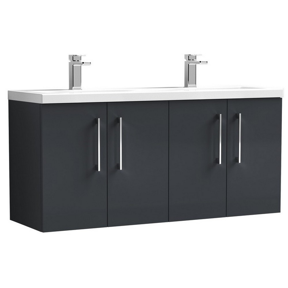 Nuie Arno 1200mm Satin Anthracite Wall Hung Four Door Vanity Unit with Basin (1)