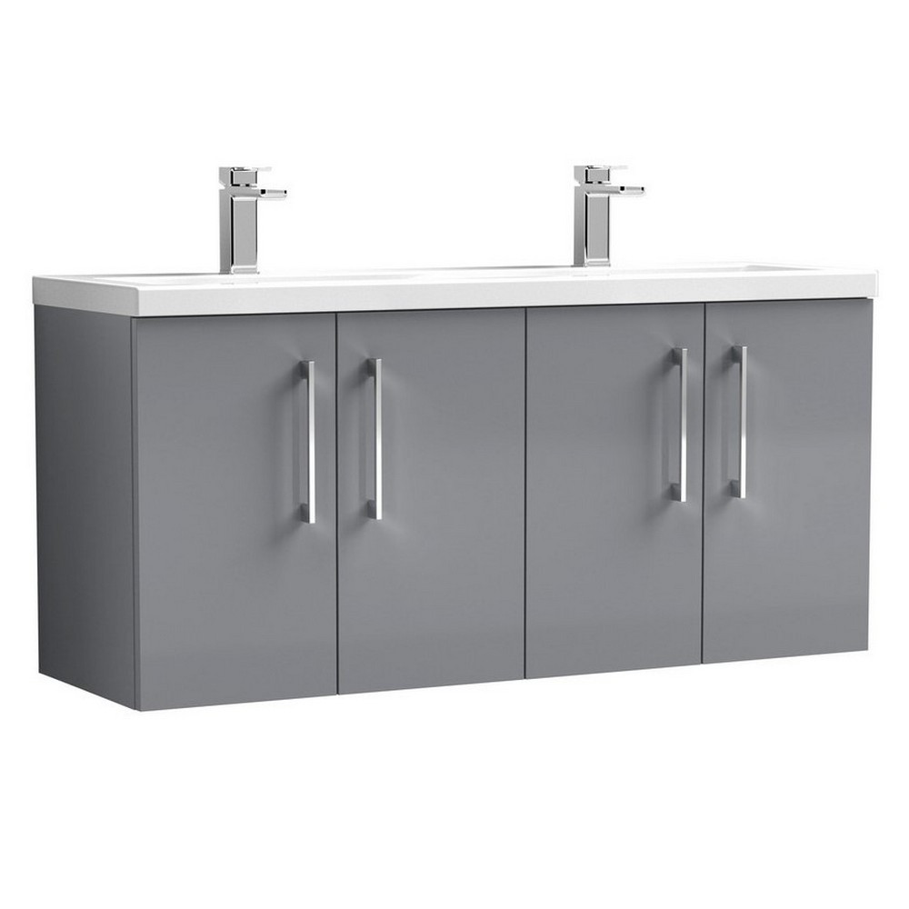 Nuie Arno 1200mm Satin Grey Wall Hung Four Door Vanity Unit with Basin (1)
