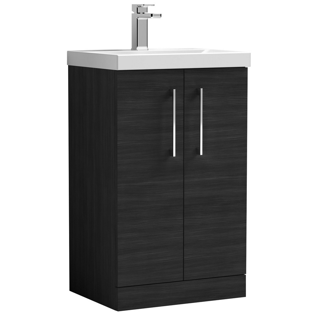 Nuie Arno 500mm Black Floor Standing Vanity Unit with Basin