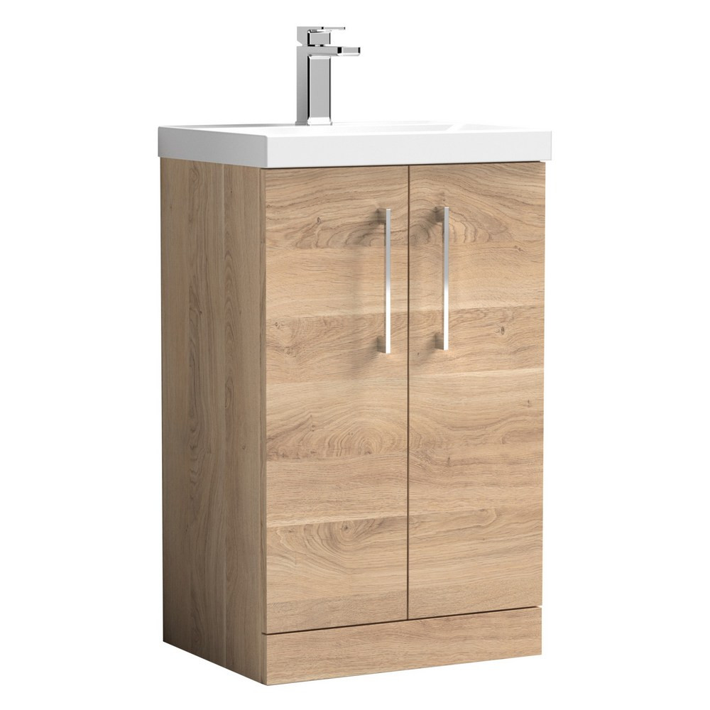 Nuie Arno 500mm Bleached Oak Floorstanding Vanity Unit with Basin