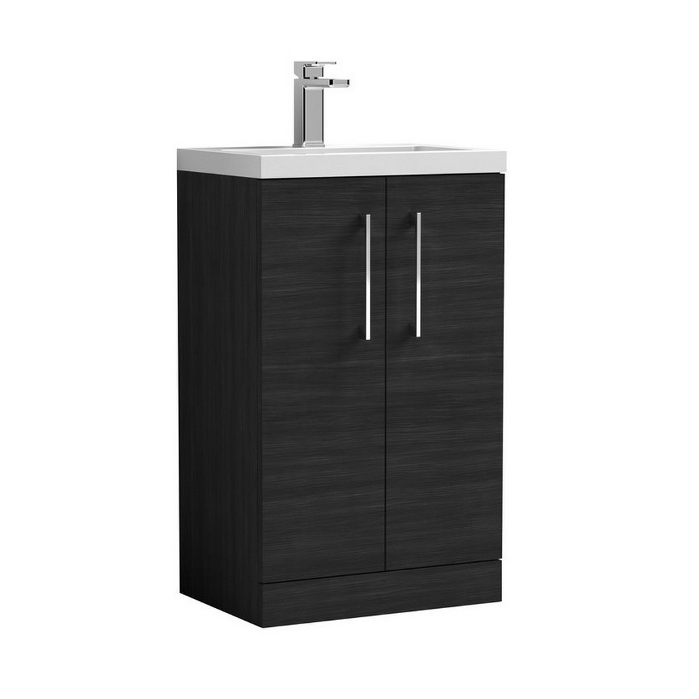 Nuie Arno 500mm Charcoal Black Compact Floor Standing Unit with Basin