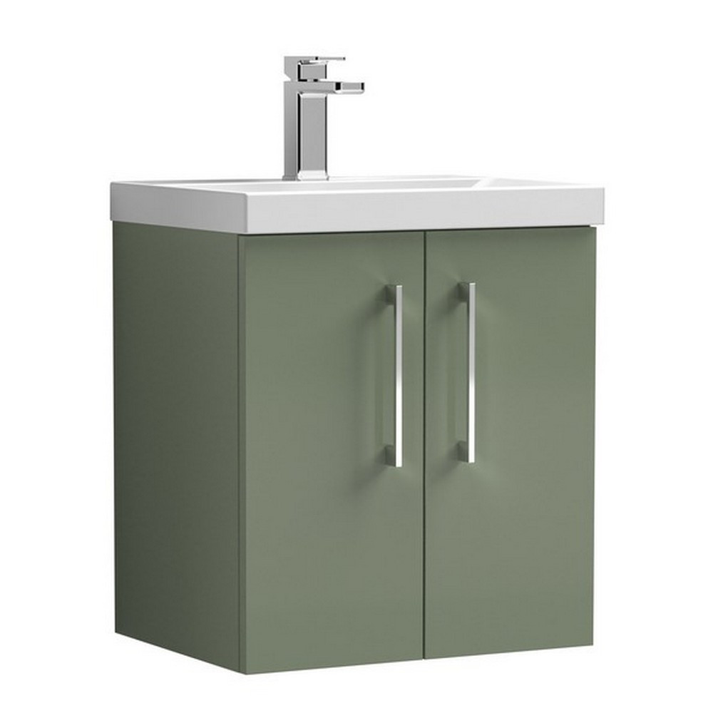 Nuie Arno 500mm Green Wall Hung Vanity Unit with Basin
