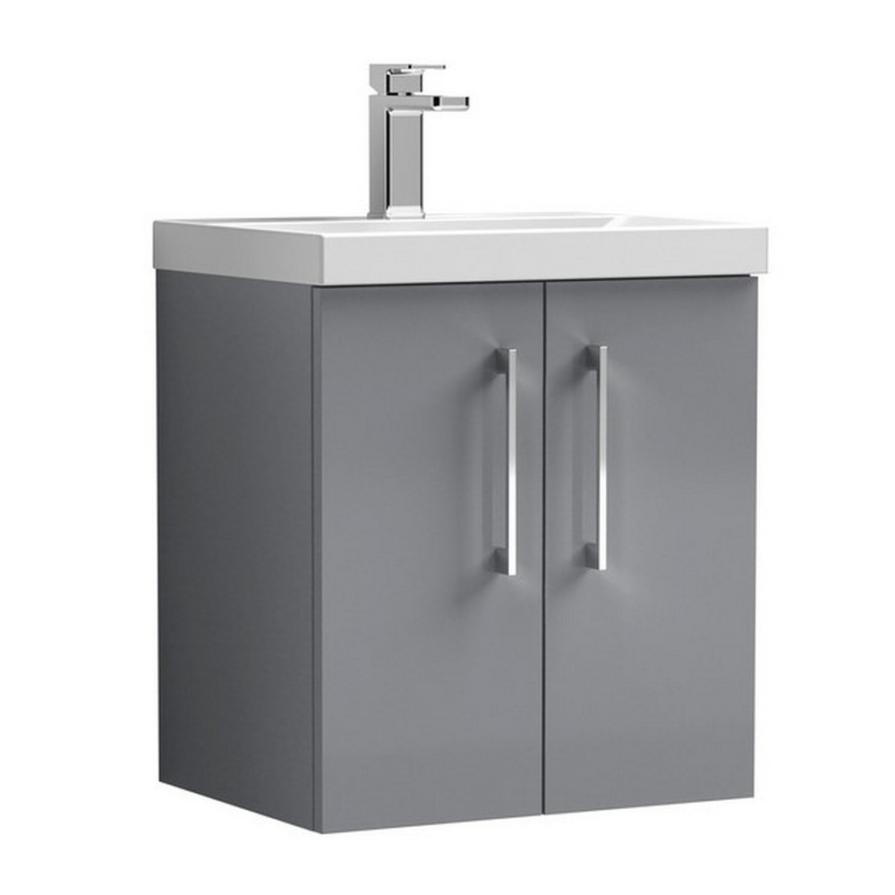 Nuie Arno 500mm Grey Wall Hung Vanity Unit with Basin