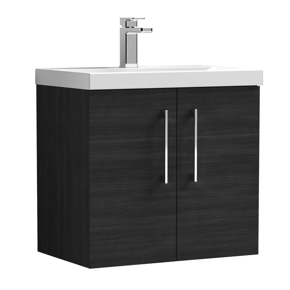 Nuie Arno 600mm Black Wall Hung Vanity Unit with Basin