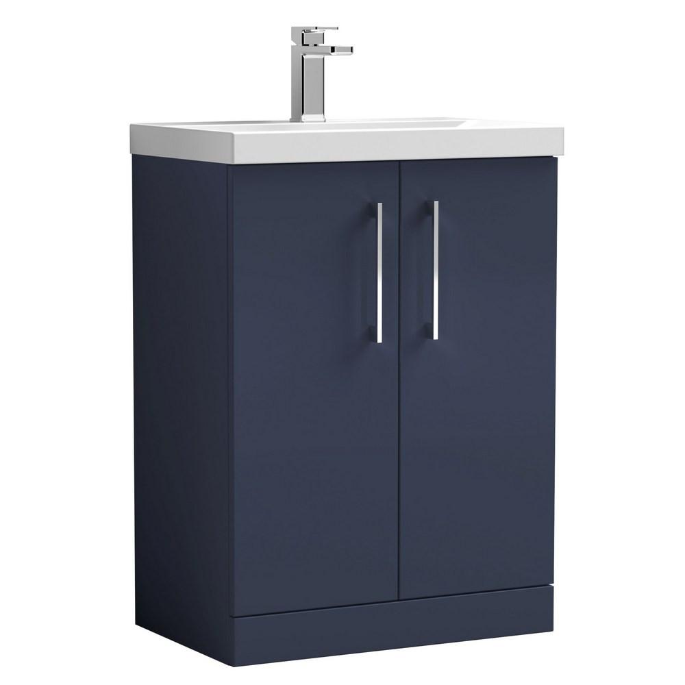 Nuie Arno 600mm Blue Floor Standing Vanity Unit with Basin