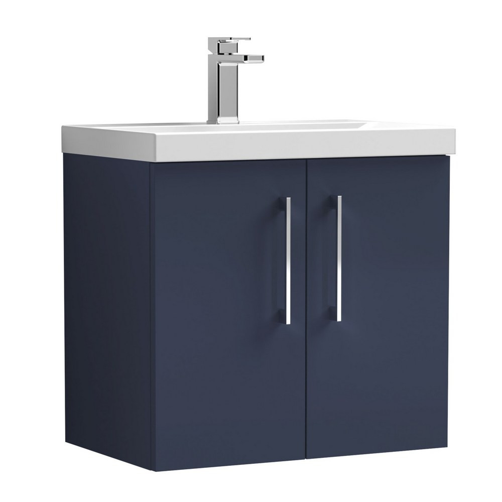Nuie Arno 600mm Blue Wall Hung Vanity Unit with Basin