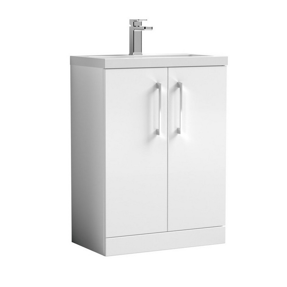 Nuie Arno 600mm Gloss White Compact Floor Standing Unit with Basin