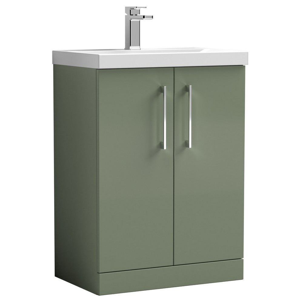 Nuie Arno 600mm Green Floor Standing Vanity Unit with Basin