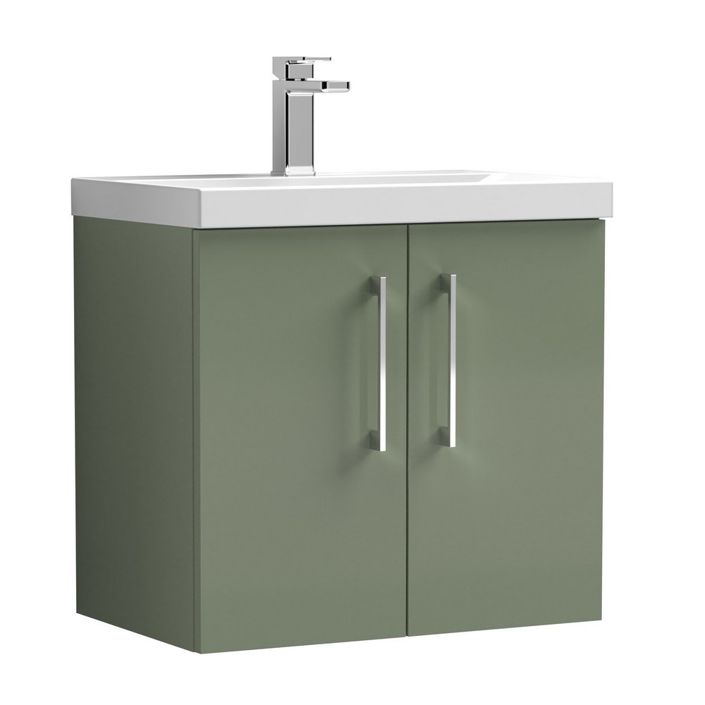 Nuie Arno 600mm Green Wall Hung Vanity Unit with Basin