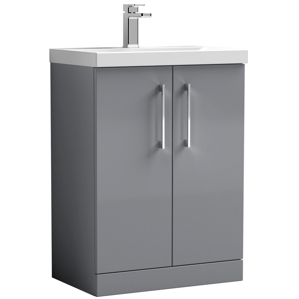 Nuie Arno 600mm Grey Floor Standing Vanity Unit with Basin