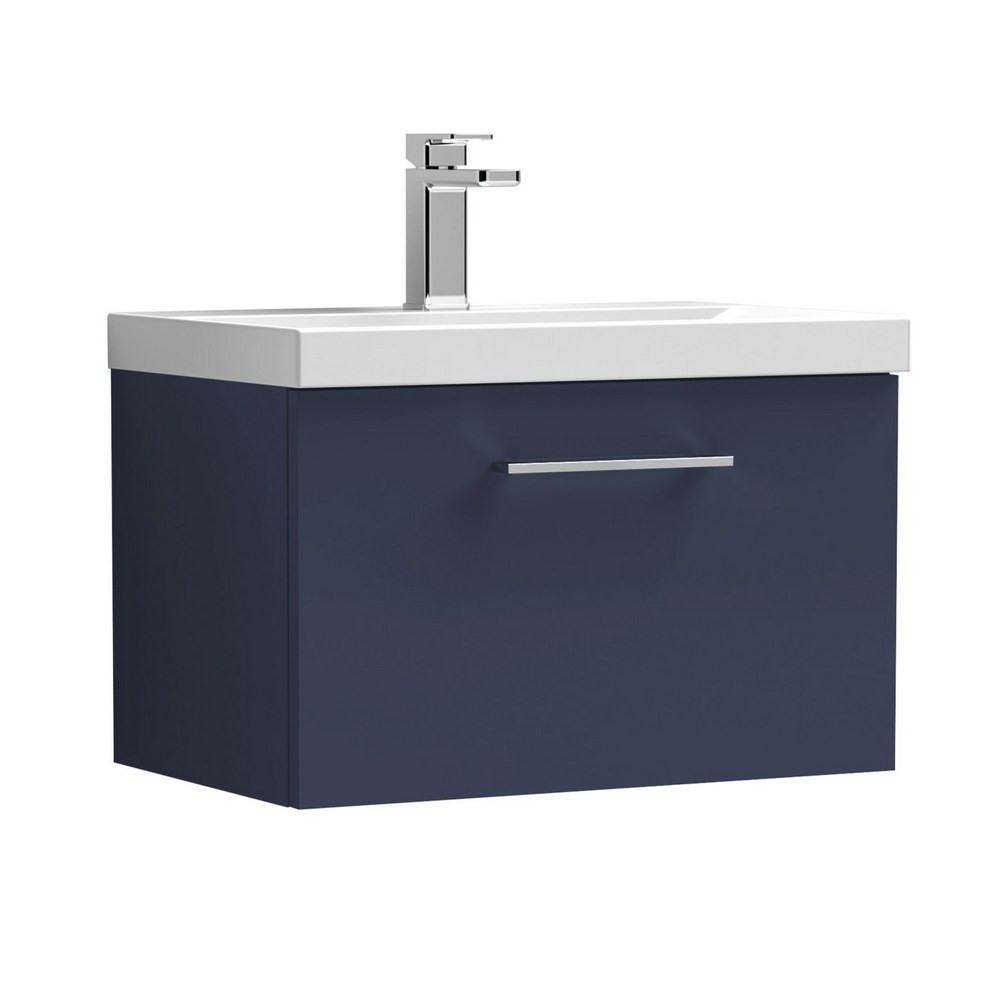 Nuie Arno 600mm Midnight Blue Wall Hung One Drawer Vanity Unit with Basin (1)